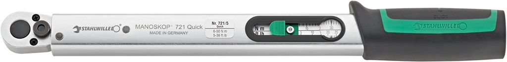 Stahlwille 3/8" Drive Torque Wrench MANOSKOP® 721/5 Quick 6–50 Nm / 5–36 ft-lb (50204005)
