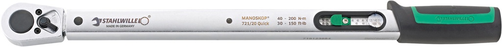 Stahlwille 1/2" Drive Torque Wrench MANOSKOP® 721/20 Quick 40–200 Nm / 30–145 ft-lb (50204020)