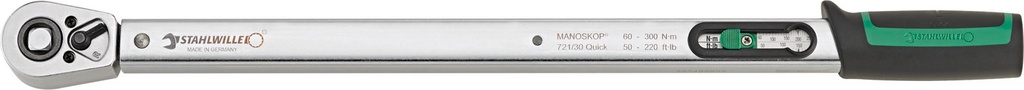 Stahlwille 1/2" Drive Torque Wrench MANOSKOP® 721/30 Quick 60–300 Nm / 50–220 ft-lb (50204030)