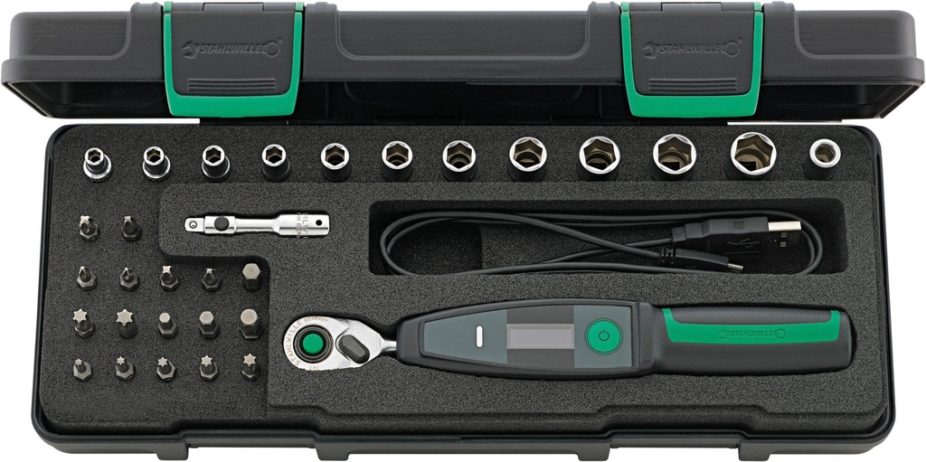 Stahlwille 1/4" Tool Kit with Electronic Torque Wrench SENSOTORK® 701/32/1, 32 pcs, 1-20 Nm (96090005)
