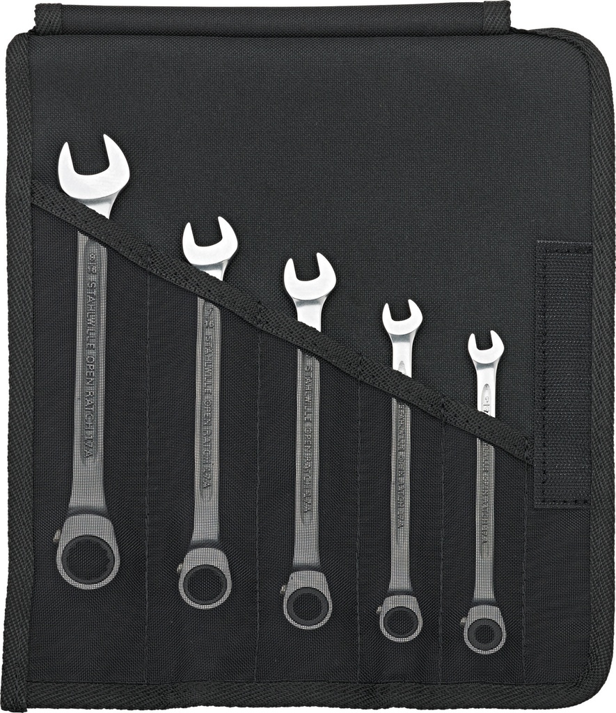 Stahlwille Ratcheting Combination Wrench Set, 1/4"-9/16", 5pcs, SAE, OPEN RATCH 17a/5 (96411709)
