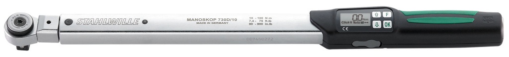 Stahlwille 1/2" Drive Torque Wrench MANOSKOP® Electromechanical 730DR/10 10-100 Nm / 7.4-75 ft-lb (96501810)