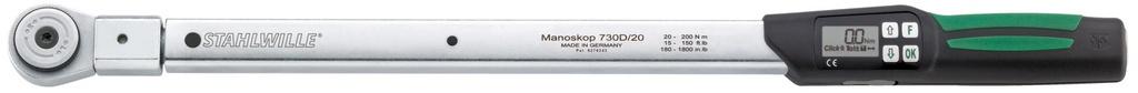 Stahlwille 1/2" Drive Torque Wrench MANOSKOP® Electromechanical 730DR/20 15-150 ft-lb / 20-200 Nm (96501820)