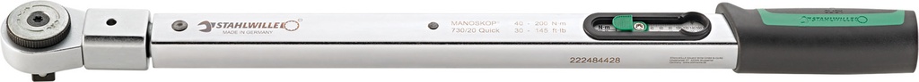 Stahlwille 1/2" Drive Torque Wrench MANOSKOP® 730R/20 Quick 40–200 Nm / 30–145 ft-lb (96504020)
