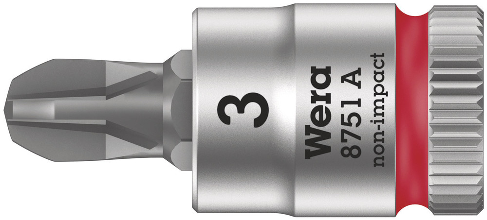 Wera 05003352001 8751 A Phillips Zyklop Bit Socket, 1/4" Dr, PH 3 X 28 mm