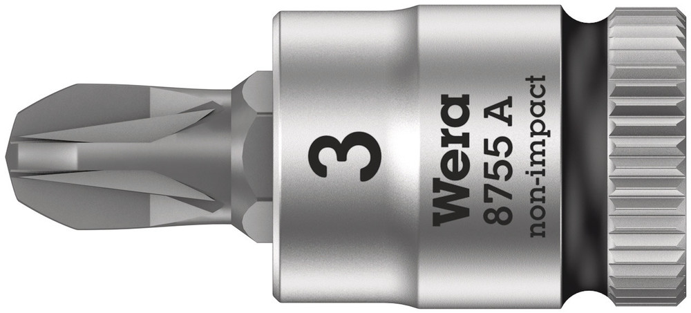 Wera 05003355001 8755 A Pozidriv Zyklop Bit Socket, 1/4" Dr, PZ 3 X 28 mm