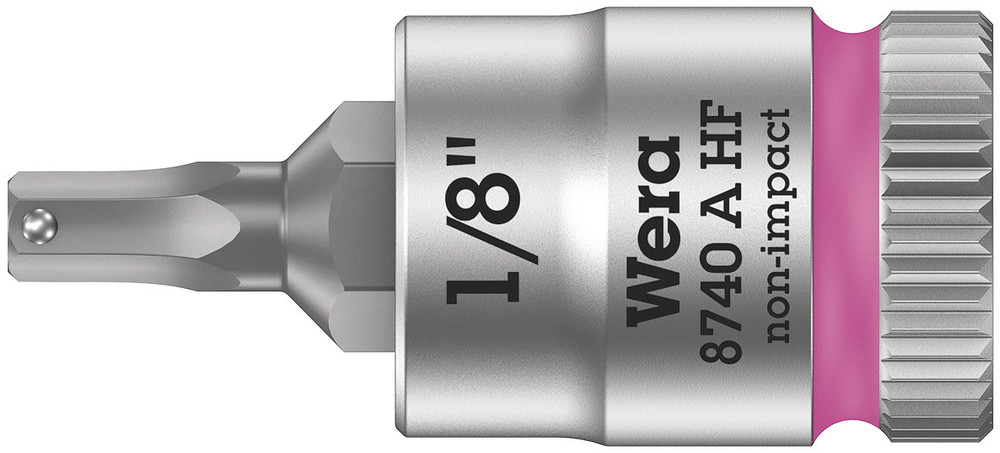Wera 05003383001 8740 A HF Zyklop Bit Socket w/Holding Function, 1/4" Dr, 1/8" X 28 mm