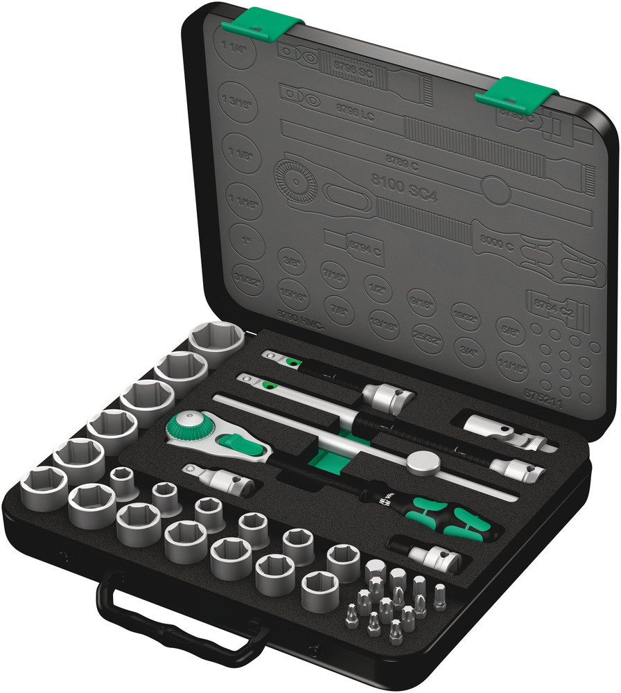 Wera 05003647001 8100 SC 4 Zyklop Speed Ratchet Set, 1/2" Dr, SAE, 38 Pc