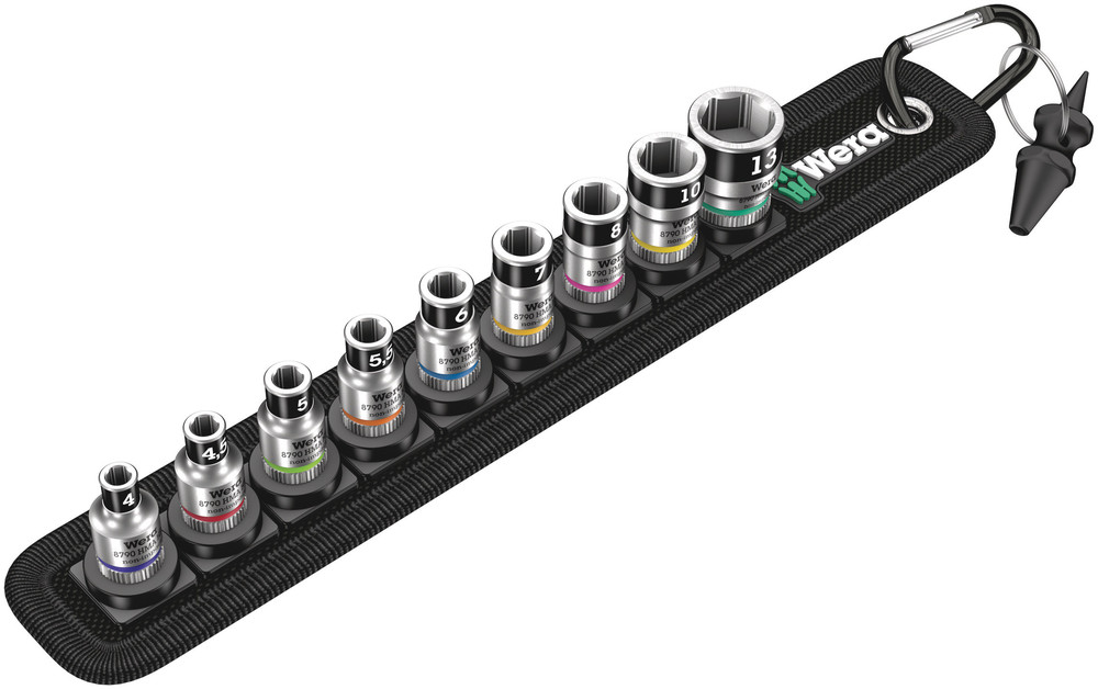 Wera 05003880001 Belt A 1 Zyklop Socket Set w/Holding Function, 1/4" Dr, 10 Pc