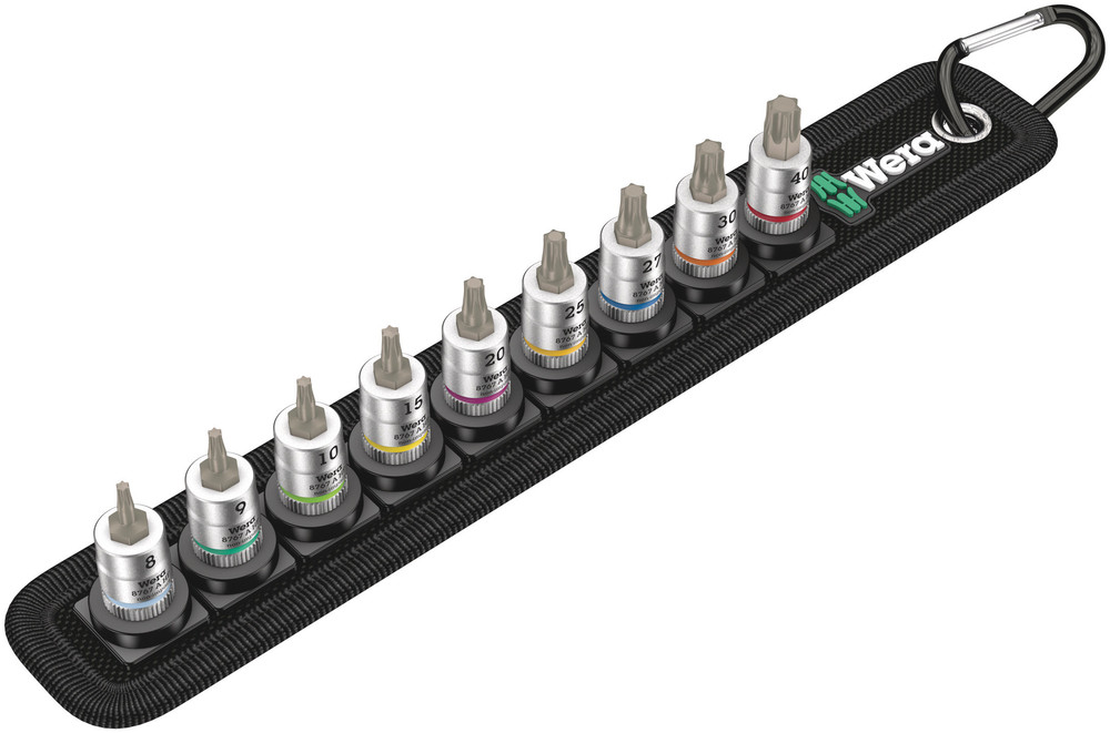Wera 05003882001 Belt A 3 TORX® HF Zyklop Bit Socket Set w/Holding Function, 1/4" Dr, 9 Pc
