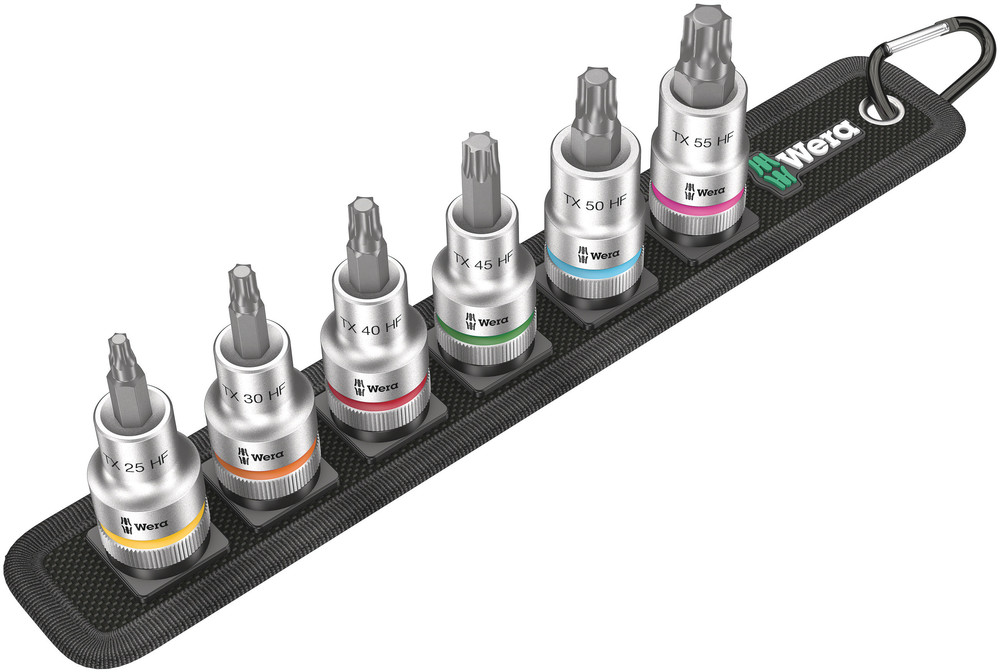 Wera 05003997001 Belt C 3 TORX® HF Zyklop Bit Socket Set w/Holding Function, 1/2" Dr, 6 Pc