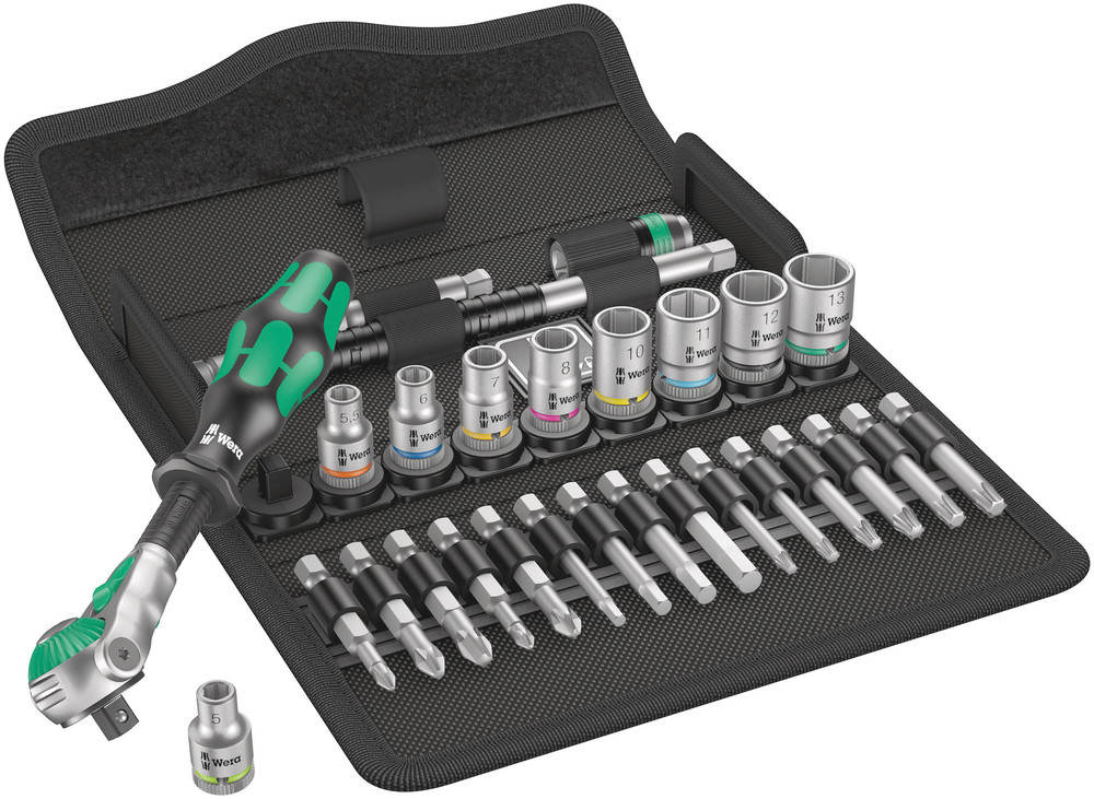 Wera 05004016001 8100 SA 6 Zyklop Speed Ratchet Set, 1/4" Dr, Metric, 28 Pc