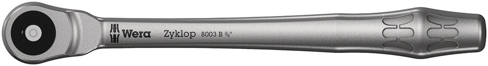 Wera 05004033001 8003 B Zyklop Metal Ratchet With Push-Through Square and 3/8" Dr, 3/8" X 222 mm