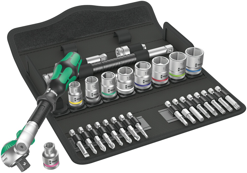 Wera 05004046001 8100 SB 6 Zyklop Speed Ratchet Set, 3/8" Dr, Metric, 29 Pc