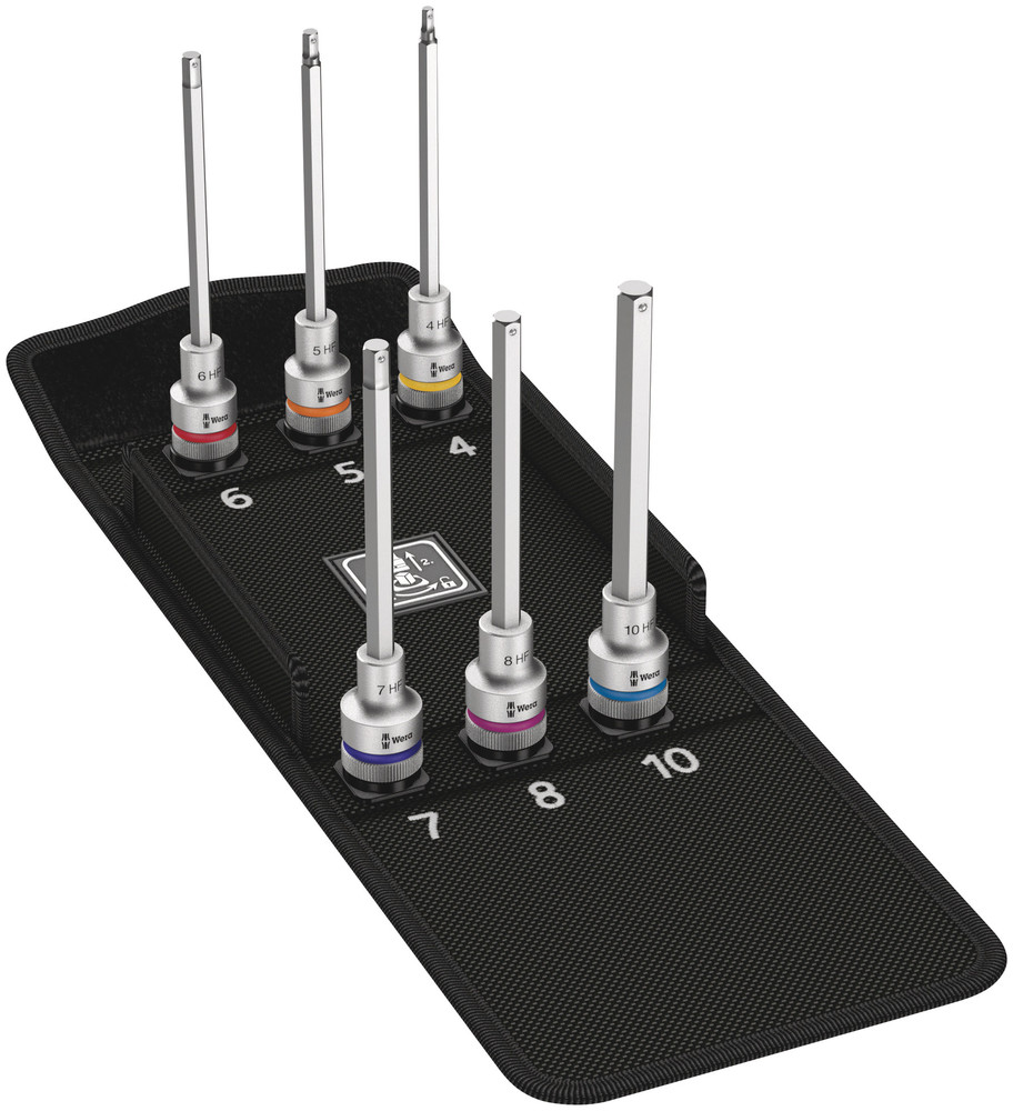 Wera 05004210001 8740 C HF 2 Zyklop Bit Socket Set With 1/2" Dr, w/Holding Function, 6 Pc