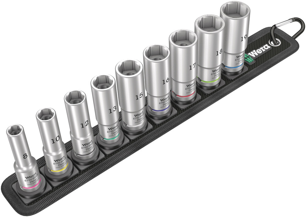 Wera 05004545001 Belt B Deep 1 Socket Set, 3/8" Dr, 9 Pc
