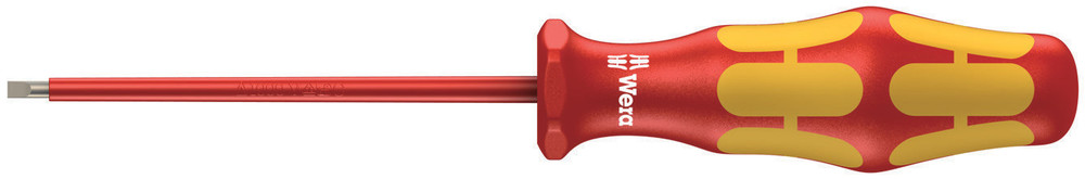 Wera 05006100001 160 I VDE Insulated Screwdriver For Slotted Screws, 0.4 X 2.5 X 80 mm