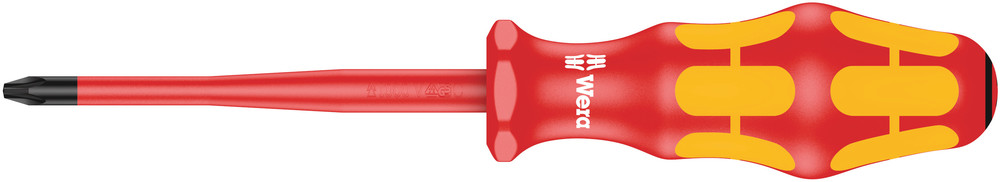 Wera 05006461001 165 IS PZ VDE Insulated Screwdriver With Reduced Blade Diameter For Pozidriv Screws, PZ 2 X 100 mm