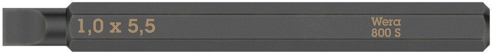 Wera 05018141001 800 S Slotted Bits For Impact Screwdrivers, 1 X 5.5 X 70 mm