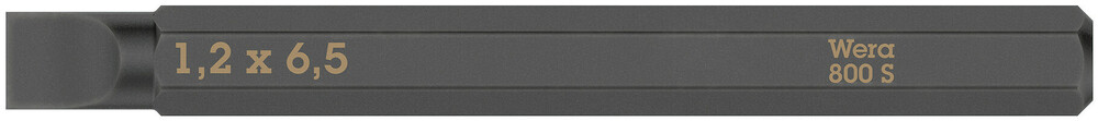 Wera 05018142001 800 S Slotted Bits For Impact Screwdrivers, 1.2 X 6.5 X 70 mm