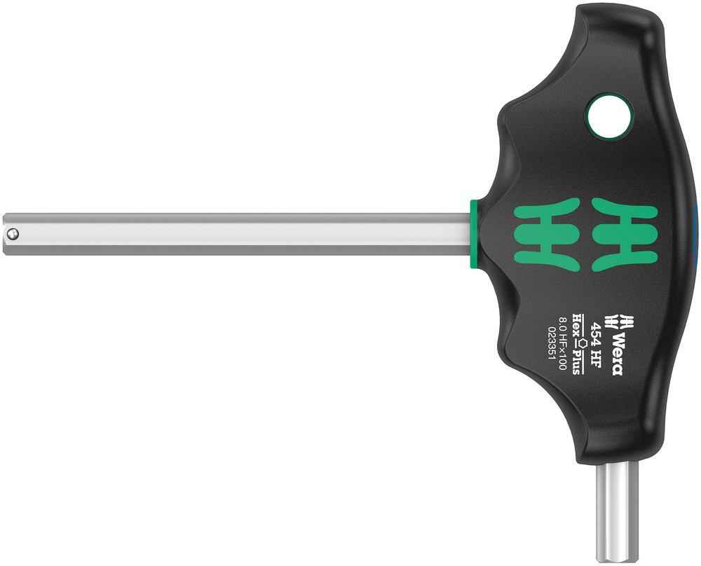 Wera 05023351001 454 HF T-Handle Hexagon Screwdriver Hex-Plus w/Holding Function, 8 X 100 mm