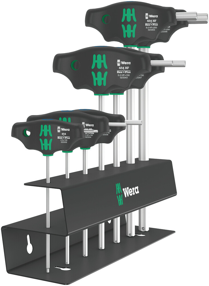 Wera 05023453001 454/7 HF Set 2 Screwdriver Set T-Handle Hex-Plus Screwdrivers w/Holding Function, 7 Pc