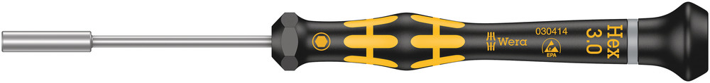 Wera 05030414001 1569 ESD Nut Driver Kraftform Micro, 3 X 60 mm