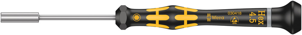 Wera 05030418001 1569 ESD Nut Driver Kraftform Micro, 4.5 X 60 mm