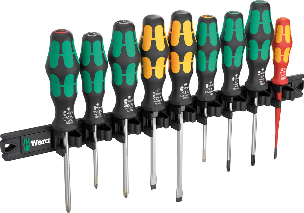 Wera 05051012001 9650 Magnetic Rail Kraftform Screwdriver Set, 9 Pc