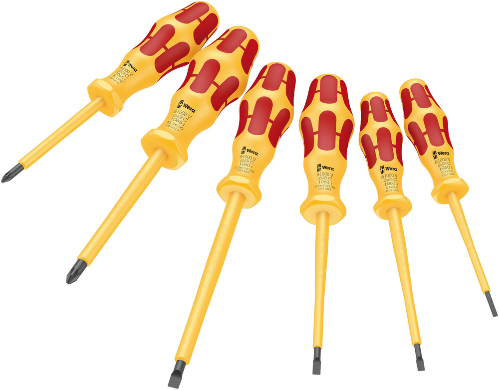 Wera 05051576001 1060 I/1065 I/6 Kraftform VDE Screwdriver Set, 6 Pc