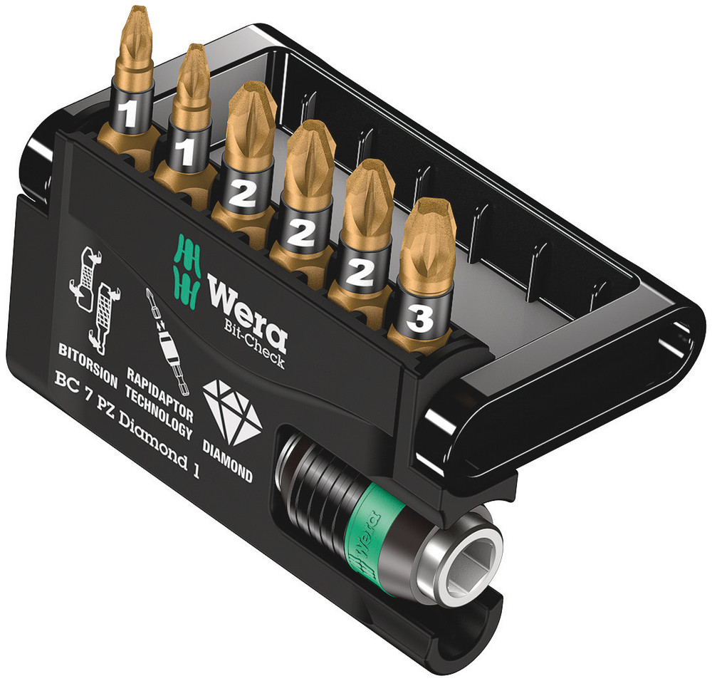 Wera 05057412001 Bit-Check 7 PZ Diamond 1, 7 Pc