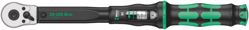 Wera 3/8" Dr Click-Torque B 2 Torque Wrench With Reversible Ratchet, 20-100 Nm / 15-73 ft-lb