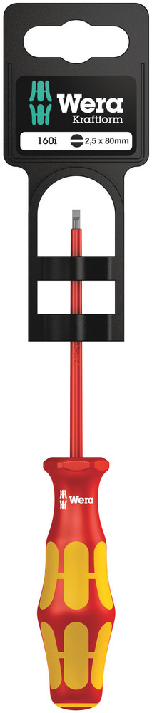 Wera 05100000001 160 I SB VDE Insulated Screwdriver For Slotted Screws, 0.4 X 2.5 X 80 mm