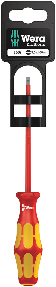 Wera 05100001001 160 I SB VDE Insulated Screwdriver For Slotted Screws, 0.5 X 3 X 100 mm