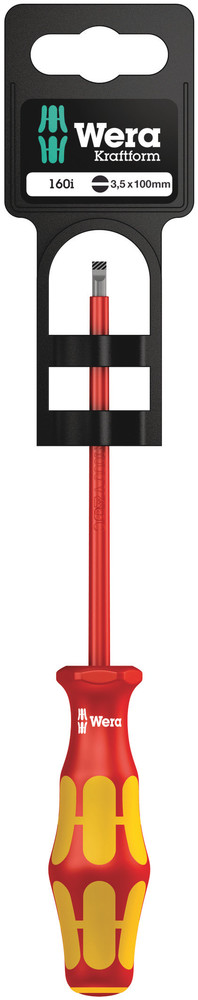 Wera 05100002001 160 I SB VDE Insulated Screwdriver For Slotted Screws, 0.6 X 3.5 X 100 mm