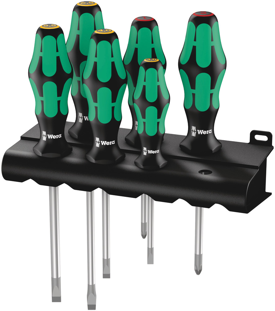 Wera 05105650001 334/6 Rack Screwdriver Set Kraftform Plus Lasertip and Rack, 6 Pc