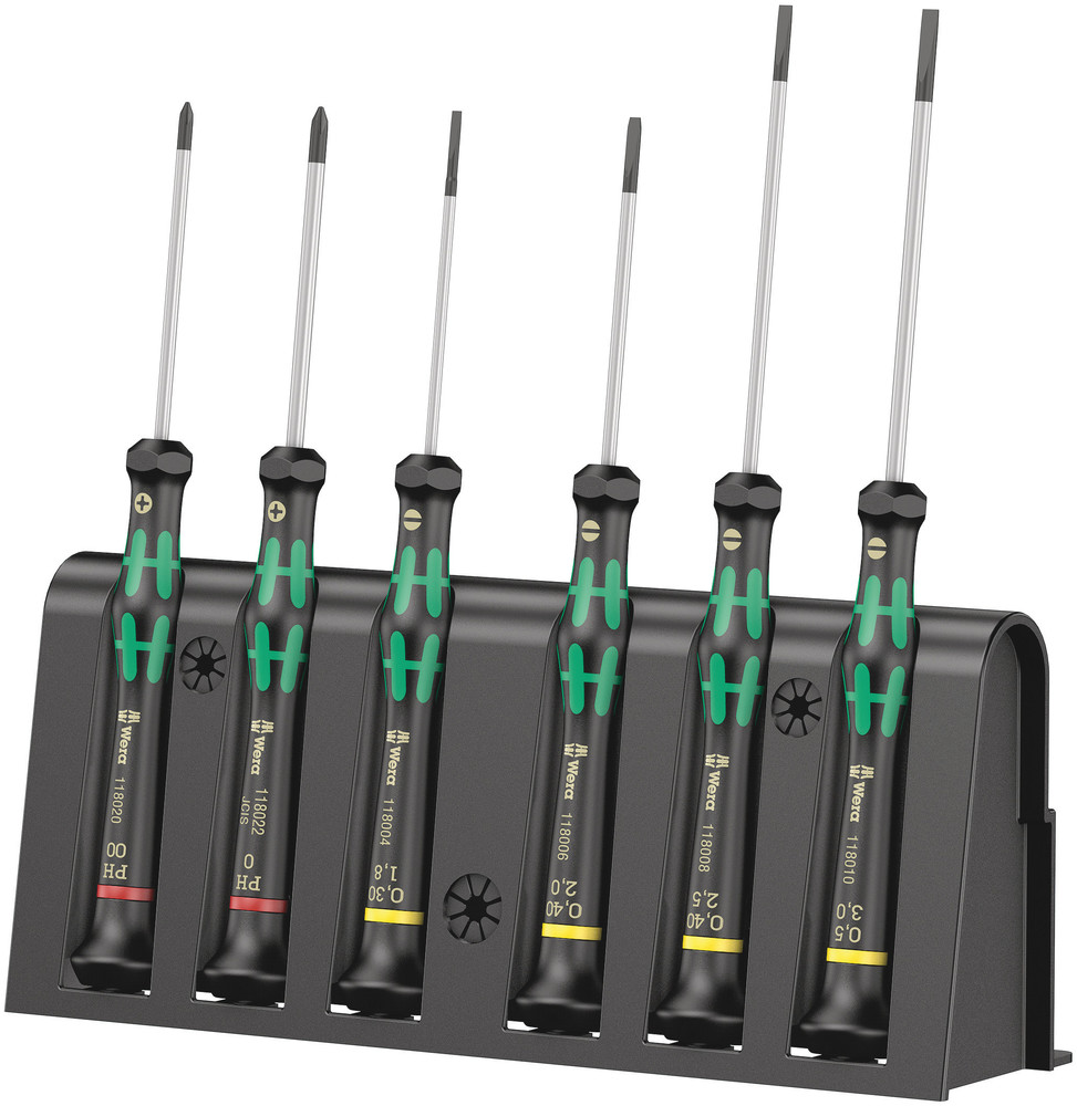 Wera 05118150001 2035/6 A Screwdriver Set and Rack For Electronic Applications, 6 Pc