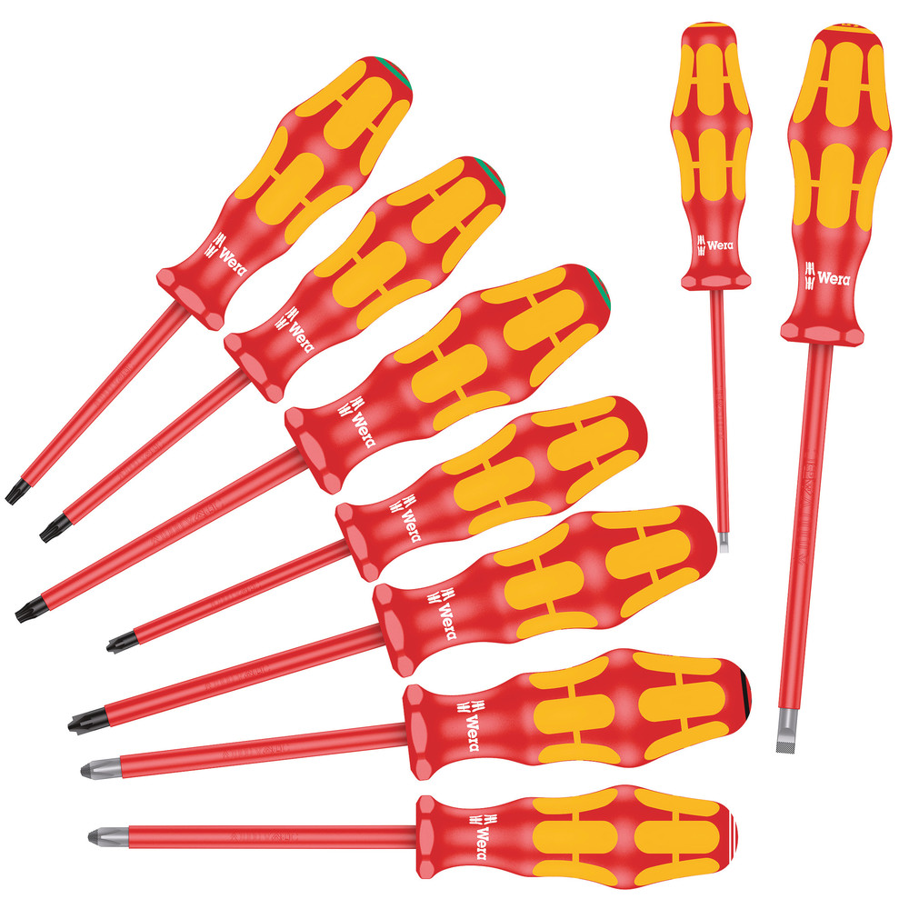 Wera 05133355001 160 I/162 I/167 I/9 Screwdriver Set Kraftform Plus Series 100, 9 Pc