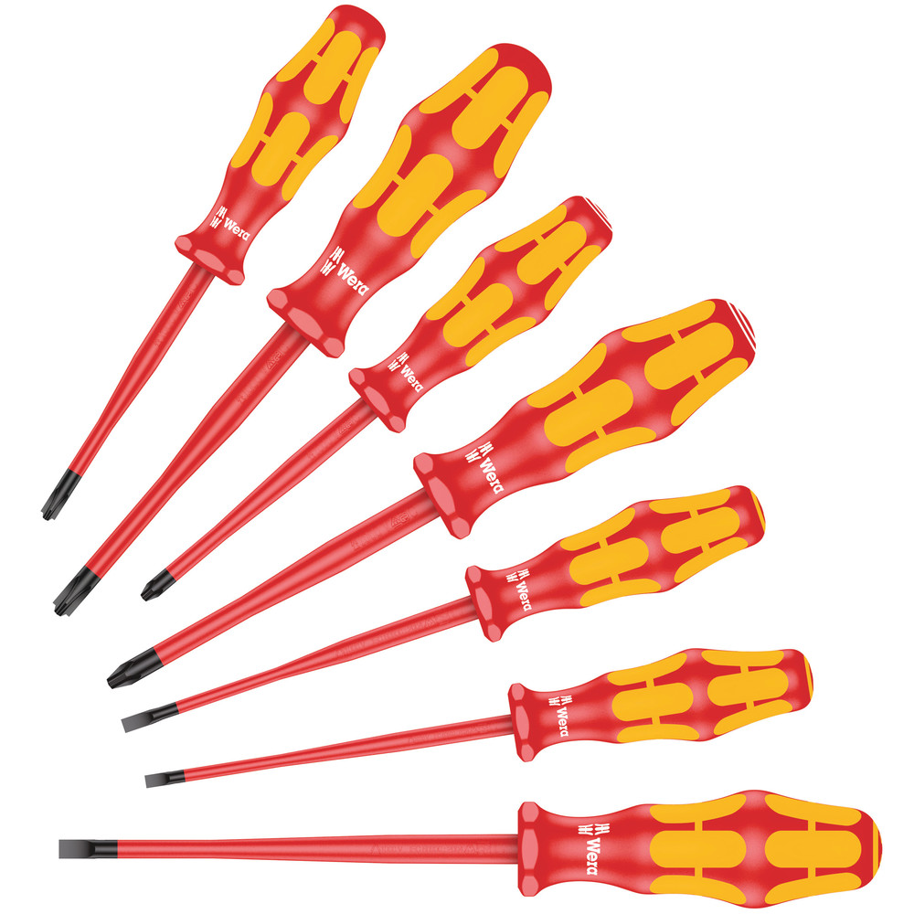 Wera 05135961001 160 ISS/7 Screwdriver Set Kraftform Plus Series 100. With Reduced Blade DiameterS and SMALLER Handle DiameterS, 7 Pc