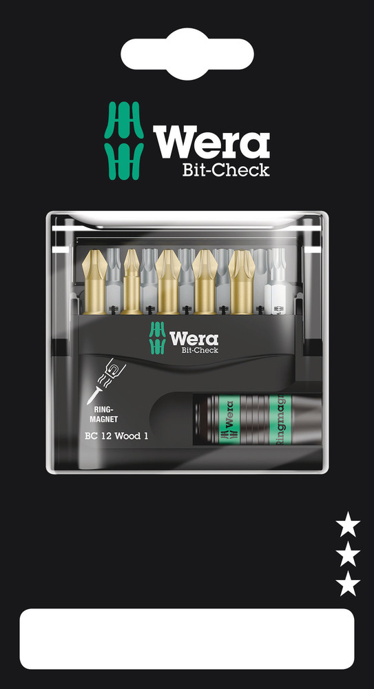 Wera 05136390001 Bit-Check 12 Wood 1 SB, 12 Pc