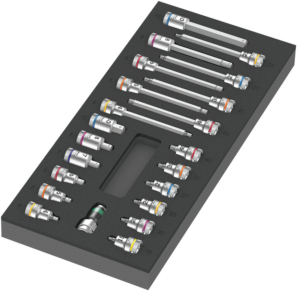 Wera 05150113001 9723 Foam Insert Zyklop B 3/8" Bit Socket Set 1, 22 Pc