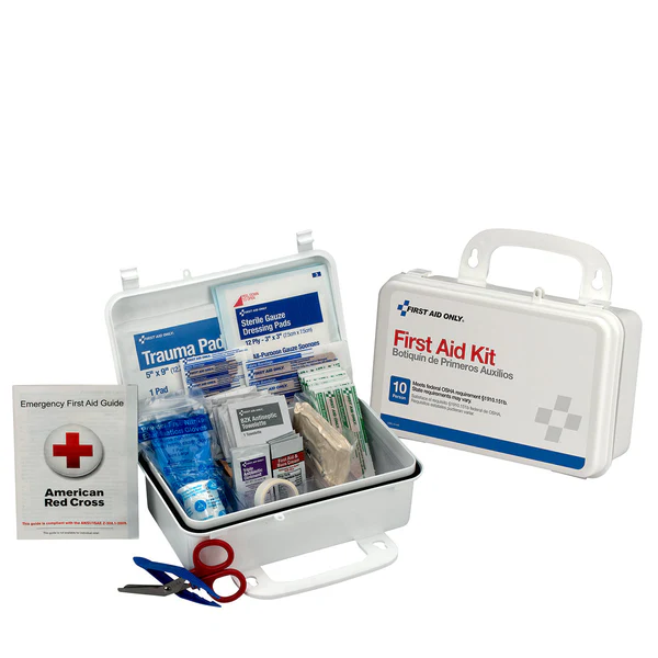 10 Person First Aid Kit, Weatherproof Plastic Case