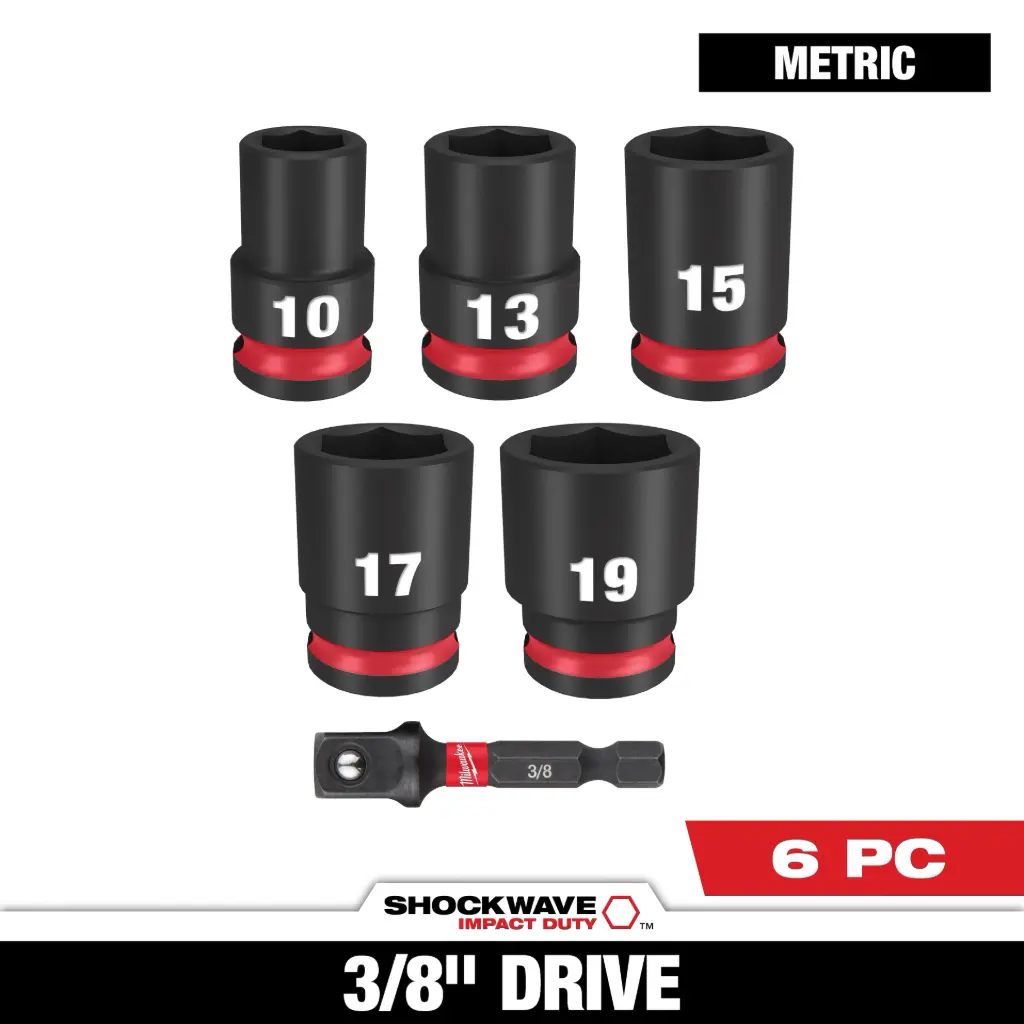 Milwaukee 49-66-7036 6PC SHOCKWAVE™ Impact Duty 3/8" Drive Metric Standard Socket Set