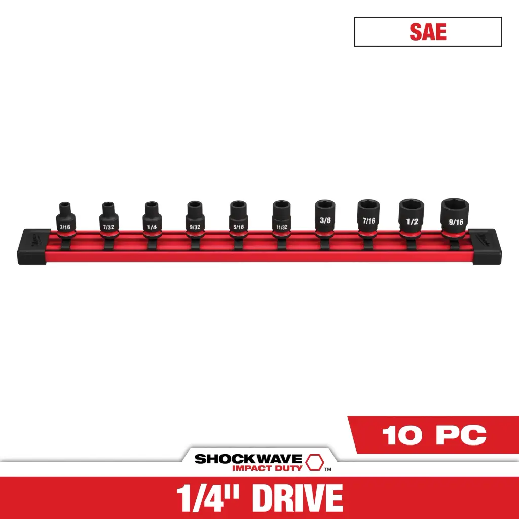 Milwaukee 49-66-7000 10PC SHOCKWAVE™ Impact Duty 1/4" Drive SAE Standard 6 Point Socket Set