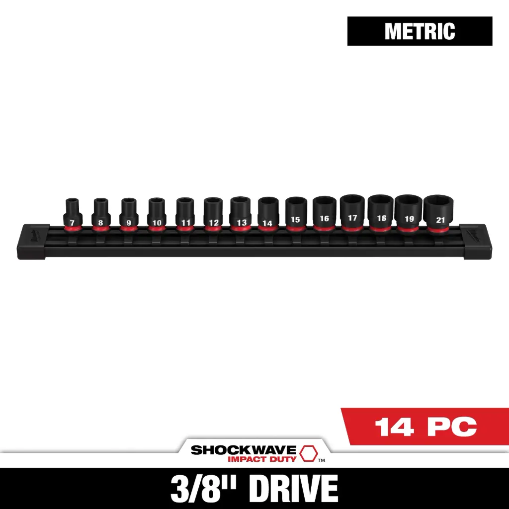 Milwaukee 49-66-7007 14PC SHOCKWAVE™ Impact Duty 3/8" Drive Metric Standard 6 Point Socket Set