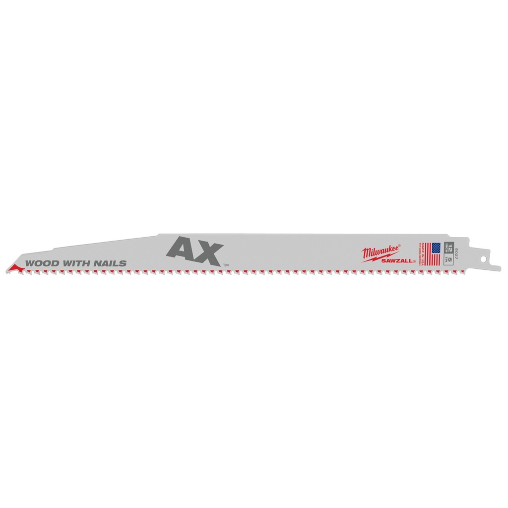 Milwaukee 48-00-8027 12" 5 TPI AX™ SAWZALL® Blade for Wood with Nails (25 PK)