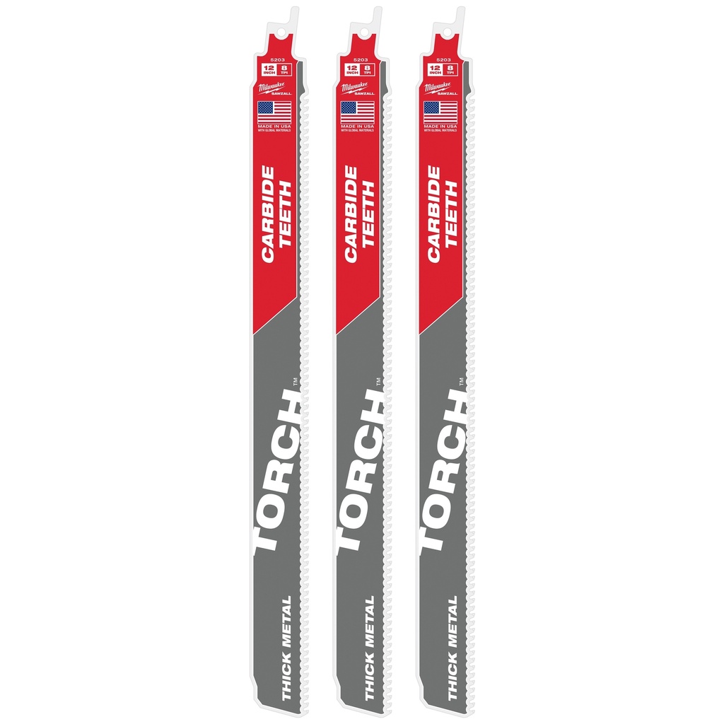 Milwaukee 48-00-5203 12" 8 TPI TORCH™ with Carbide Teeth for Thick Metal SAWZALL® Blade (1 PK)