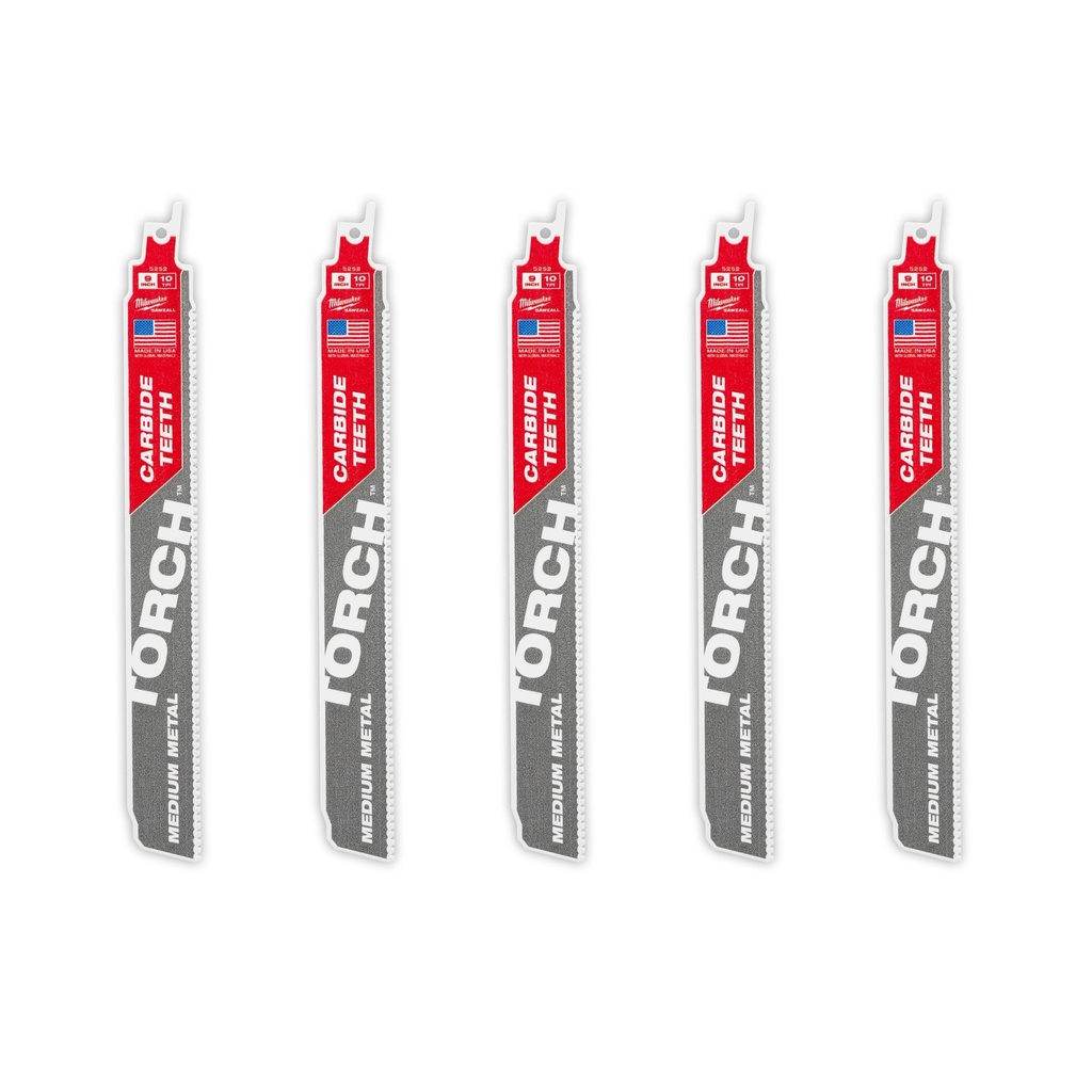 Milwaukee 48-00-5552 9" 10 TPI TORCH™ with Carbide Teeth SAWZALL® Blade for Conduit and Strut (3 PK)