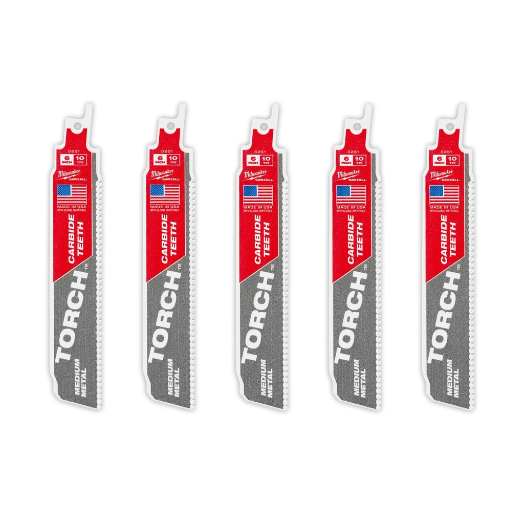 Milwaukee 48-00-5551 6" 10 TPI TORCH™ with Carbide Teeth SAWZALL® Blade for Conduit and Strut (3 PK)