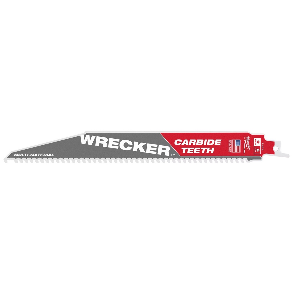 Milwaukee 48-00-5242 9" 6 TPI WRECKER™ with Carbide Teeth SAWZALL® Blade for Multi-Material (1 PK)